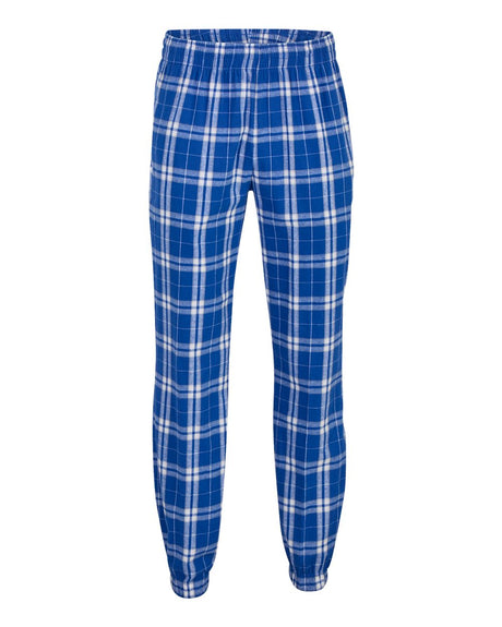 Boxercraft Unisex Flannel Joggers. BM6625 - Royal/ Silver Plaid
