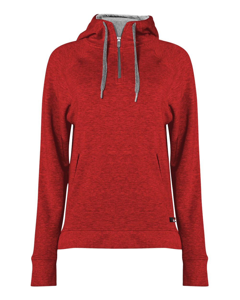 Badger Women's FitFlex French Terry Quarter-Zip Hooded Pullover. 1051 - Red