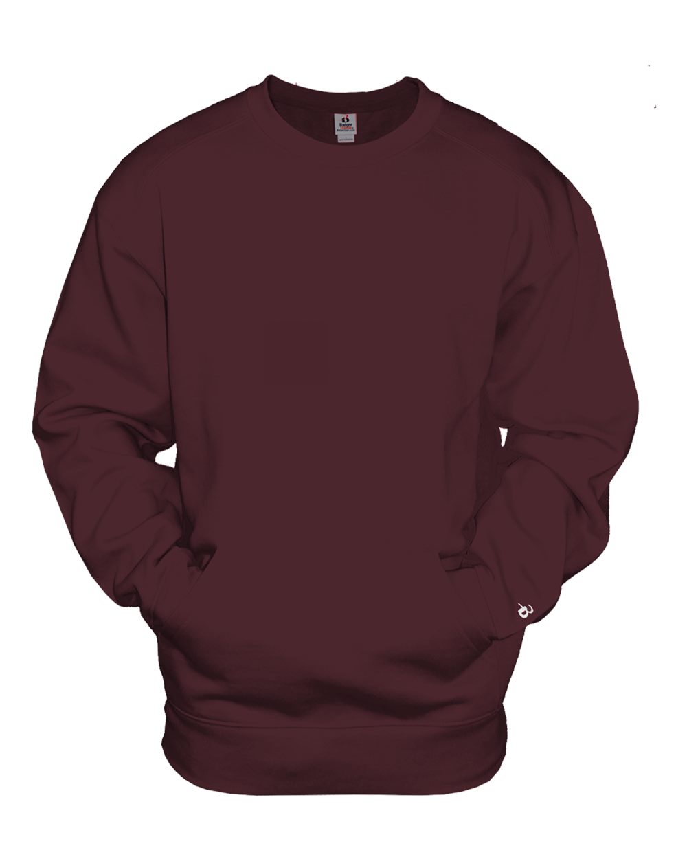 Badger Unisex Pocket Crewneck Sweatshirt. 1252 - Maroon