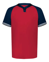 Augusta Sportswear Men's Cutter Henley Jersey. 6905 - Scarlet/ Navy