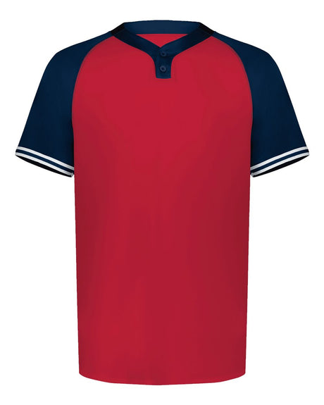 Augusta Sportswear Men's Cutter Henley Jersey. 6905 - Scarlet/ Navy