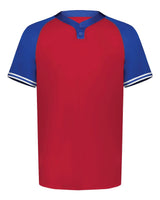 Augusta Sportswear Men's Cutter Henley Jersey. 6905 - Scarlet/ Royal