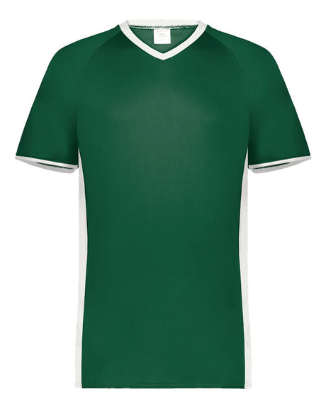 Augusta Sportswear Men's Cutter V-Neck Jersey. 6907 - Dark Green/ White