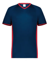 Augusta Sportswear Men's Cutter V-Neck Jersey. 6907 - Navy/ Scarlet