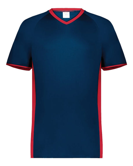 Augusta Sportswear Men's Cutter V-Neck Jersey. 6907 - Navy/ Scarlet