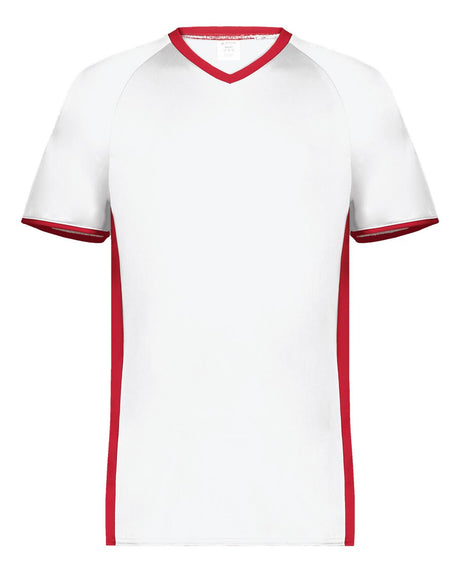 Augusta Sportswear Men's Cutter V-Neck Jersey. 6907 - White/ Scarlet