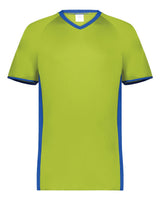 Augusta Sportswear Youth Cutter V-Neck Jersey. 6908 - Lime/ Royal