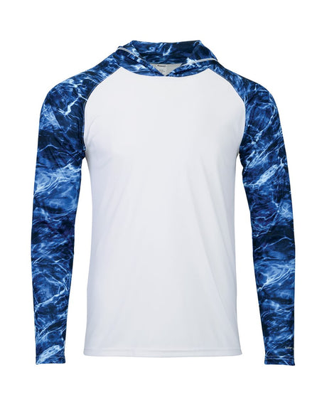 Paragon Men's Biloxi Performance Colorblocked Hooded Long Sleeve T-Shirt. 241 - Marlin