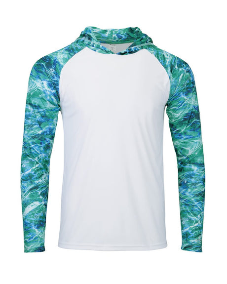 Paragon Men's Biloxi Performance Colorblocked Hooded Long Sleeve T-Shirt. 241 - Seafoam