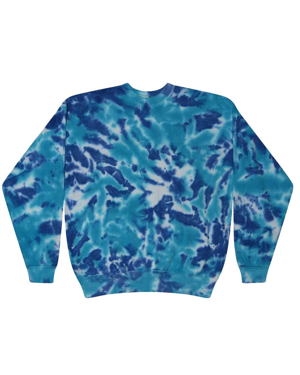 Colortone Unisex Tie-Dyed Fleece Crewneck Sweatshirt. 8100 - Multi Blue