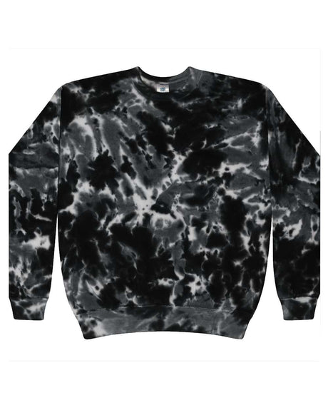 Colortone Unisex Tie-Dyed Fleece Crewneck Sweatshirt. 8100 - Multi Black