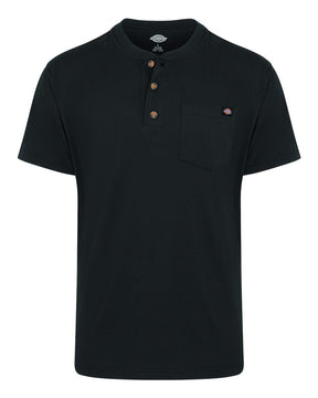 Dickies Men's Heavyweight Traditional Short Sleeve Henley. WS51 - Black