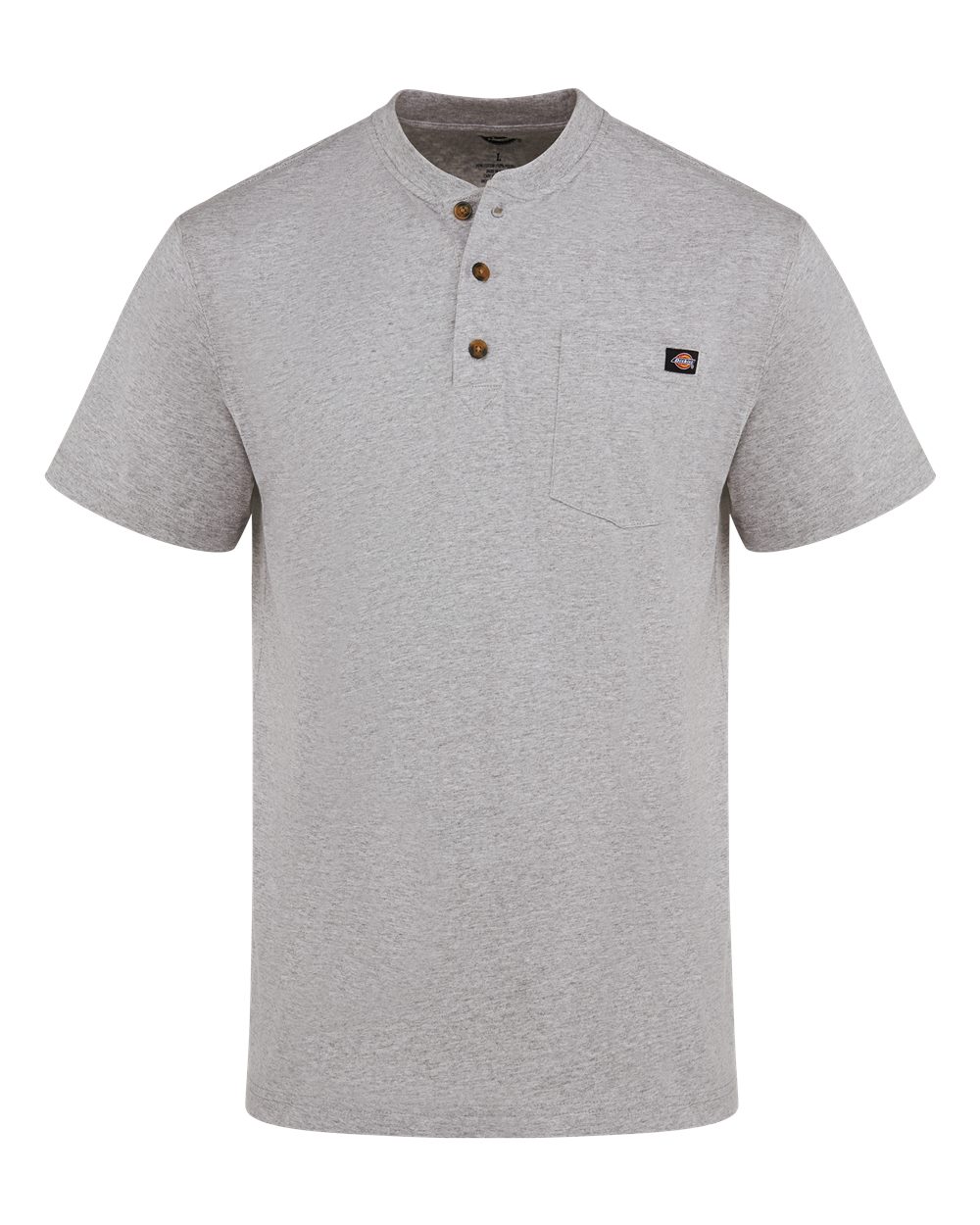 Dickies Men's Heavyweight Traditional Short Sleeve Henley. WS51 - Heather Grey