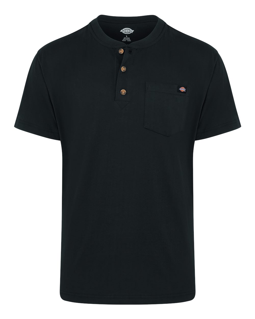 Dickies Men's Tall Heavyweight Traditional Short Sleeve Henley. WS51T - Black