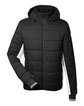 Nautica Men's Nautical Mile Hooded Puffer Jacket. N17186 - Black/ Antique White