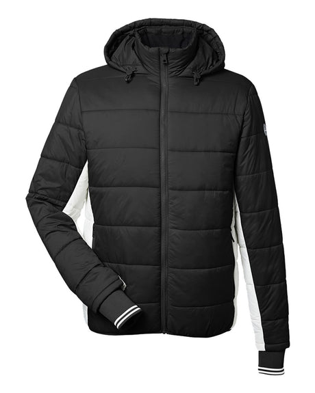 Nautica Men's Nautical Mile Hooded Puffer Jacket. N17186 - Black/ Antique White
