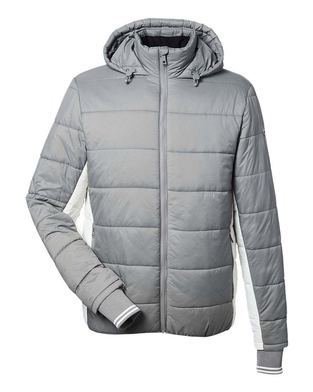 Nautica Men's Nautical Mile Hooded Puffer Jacket. N17186 - Graphite/ Antique White