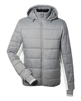 Nautica Men's Nautical Mile Hooded Puffer Jacket. N17186 - Graphite/ Antique White