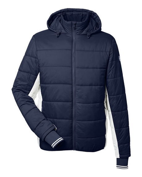 Nautica Men's Nautical Mile Hooded Puffer Jacket. N17186 - Navy/ Antique White