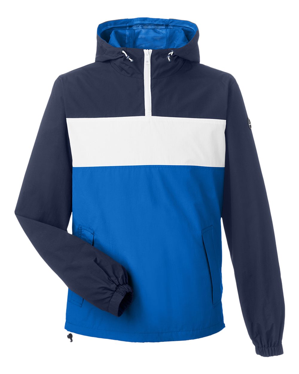Nautica Unisex Windward Anorak Hooded Quarter-Zip Jacket. N17174 - Navy/ White/ Royal