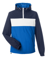 Nautica Unisex Windward Anorak Hooded Quarter-Zip Jacket. N17174 - Navy/ White/ Royal