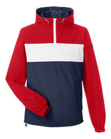 Nautica Unisex Windward Anorak Hooded Quarter-Zip Jacket. N17174 - Red/ White/ Navy
