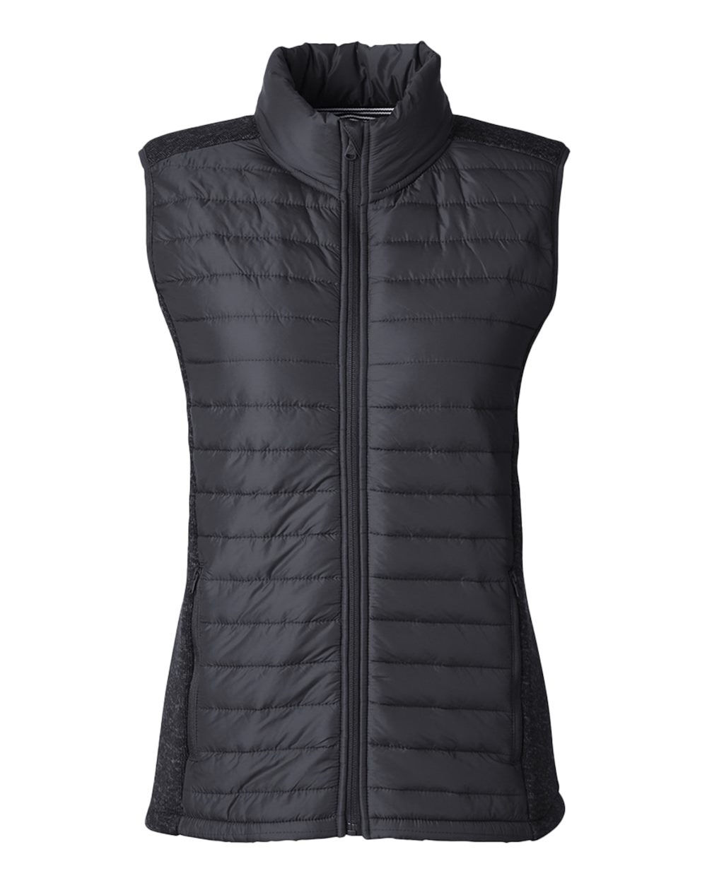 Nautica Women's Harbor Puffer Vest. N17947 - Black/ Black Heather