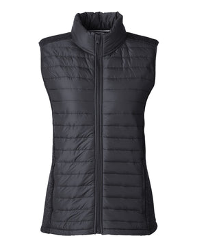 Nautica Women's Harbor Puffer Vest. N17947 - Black/ Black Heather