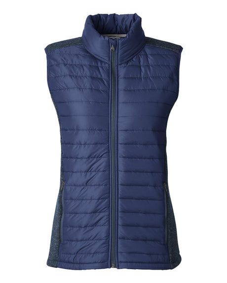 Nautica Women's Harbor Puffer Vest. N17947 - Navy/ Navy Heather