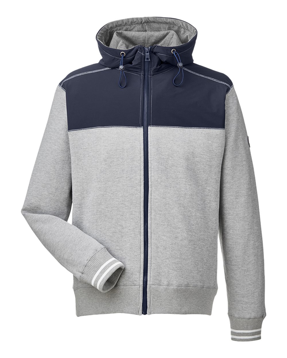 Nautica Men's Navigator Fleece Hooded Full-Zip Jacket. N17582 - Oxford Heather/ Navy