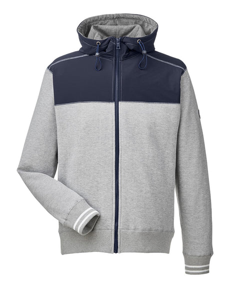 Nautica Men's Navigator Fleece Hooded Full-Zip Jacket. N17582 - Oxford Heather/ Navy