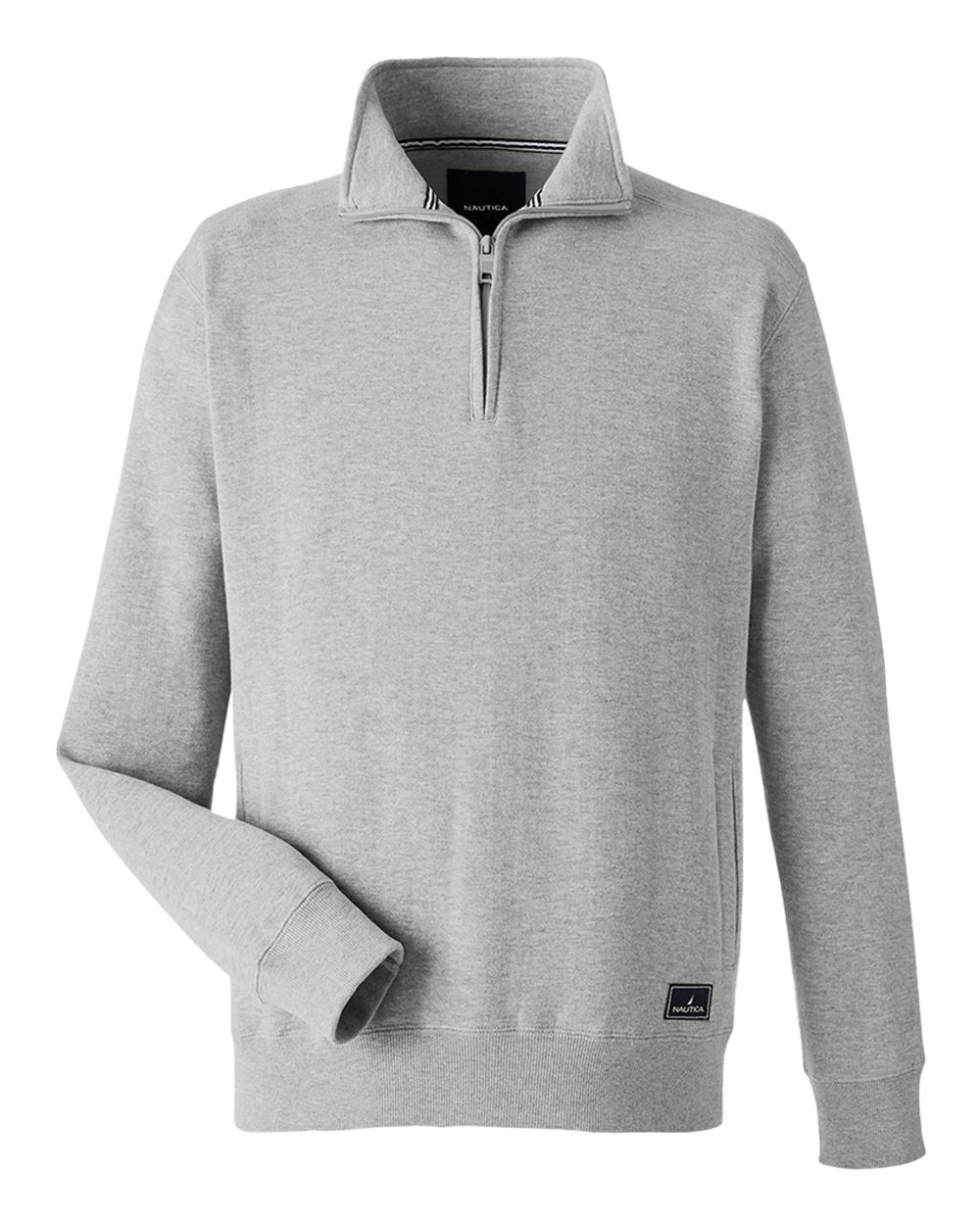 Nautica Men's Anchor Fleece Quarter-Zip Pullover. N17176 - Oxford Heather