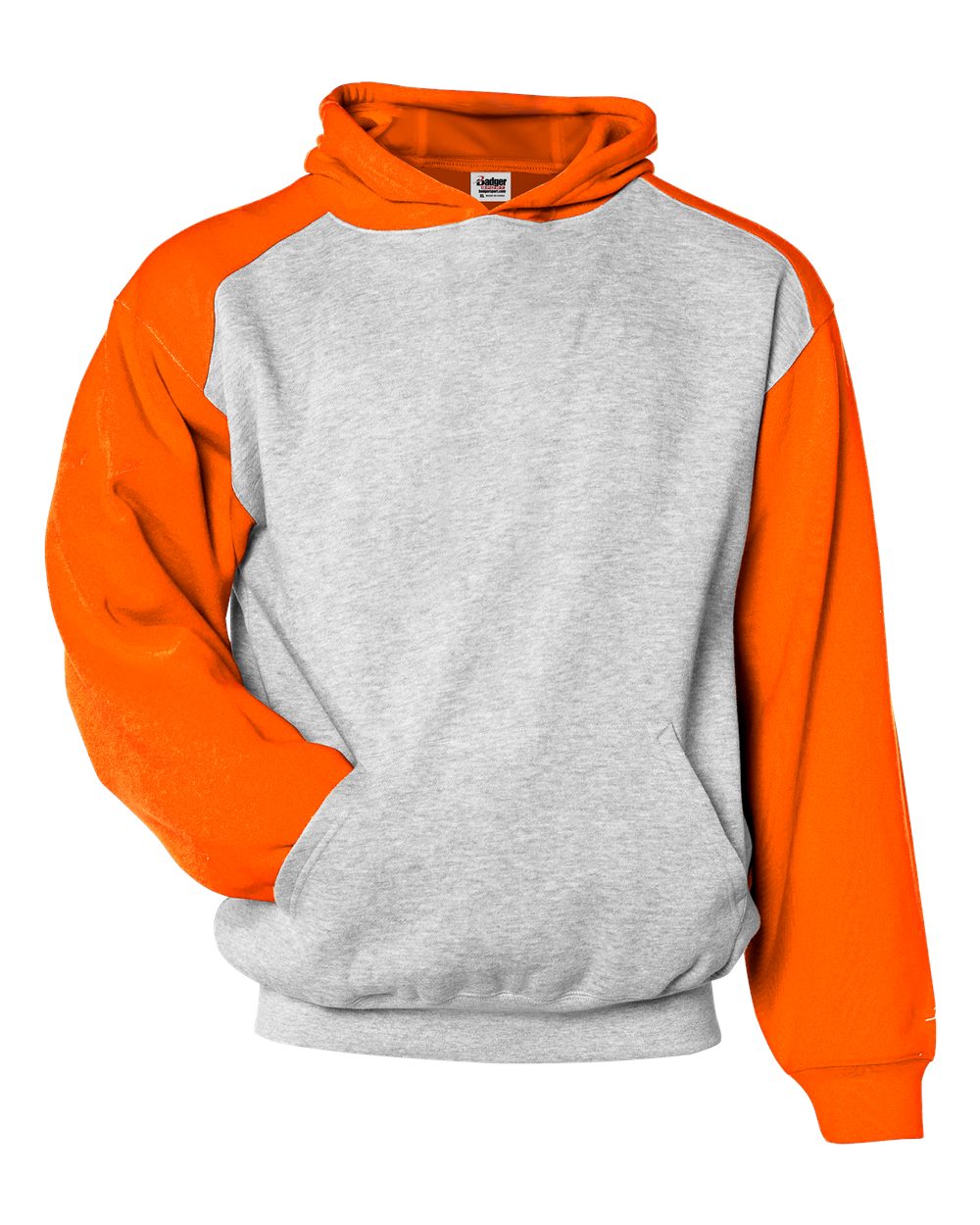 Badger Youth Sport Athletic Fleece Hooded Sweatshirt. 2449 - Oxford/ Burnt Orange