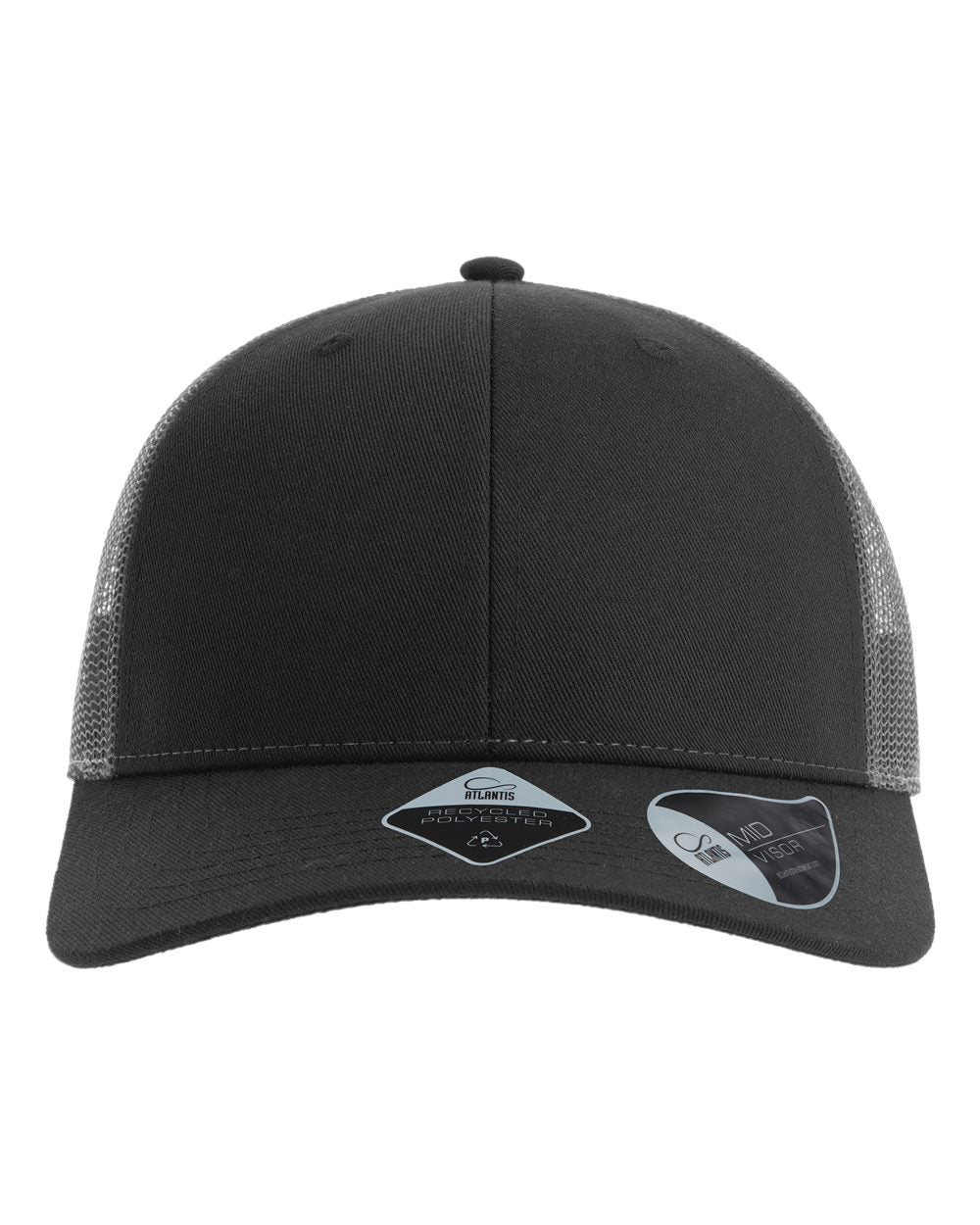 Atlantis Headwear Sustainable Trucker Cap. BRYCE - Black/ Dark Grey