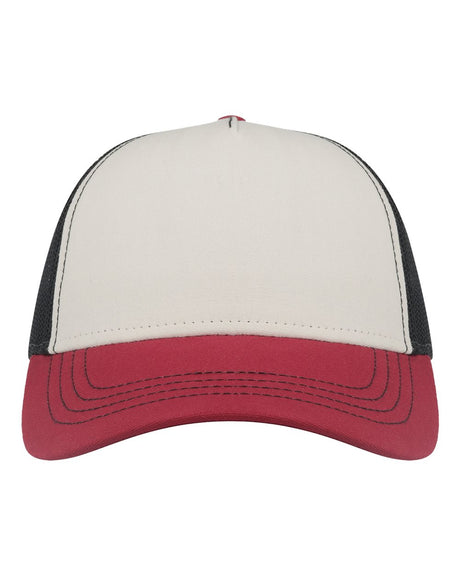 Atlantis Headwear Sustainable Canvas Cap. RAPPER - White/ Burgundy/ Black