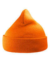 Atlantis Headwear Sustainable 12" Knit Beanie. WIND - Orange Fluorescent