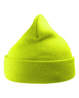 Atlantis Headwear Sustainable 12" Knit Beanie. WIND - Yellow Fluorescent