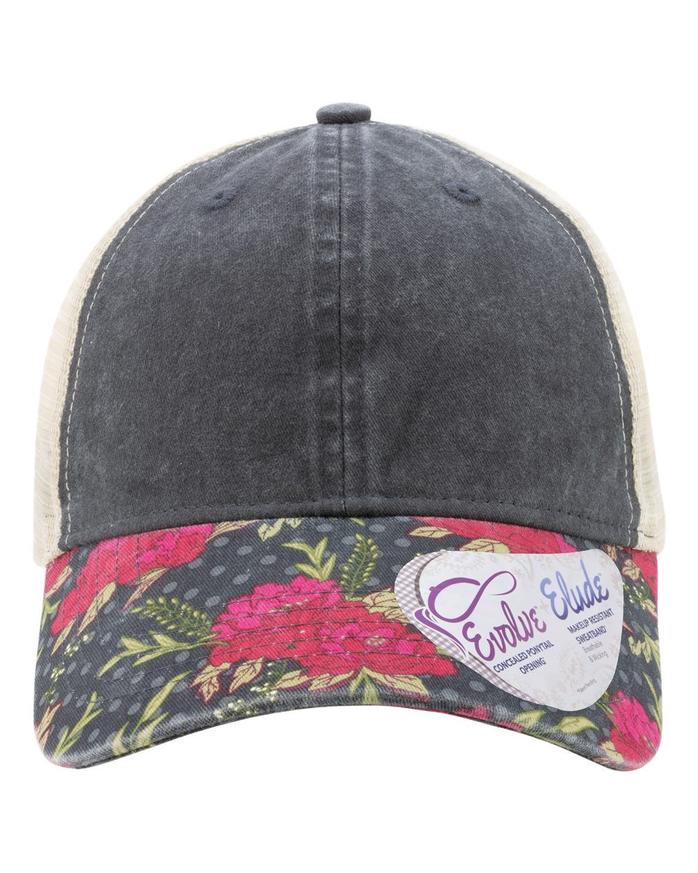 Infinity Her Women's Printed Bill with Mesh Back Cap. JANET - Black/ Floral/ Khaki
