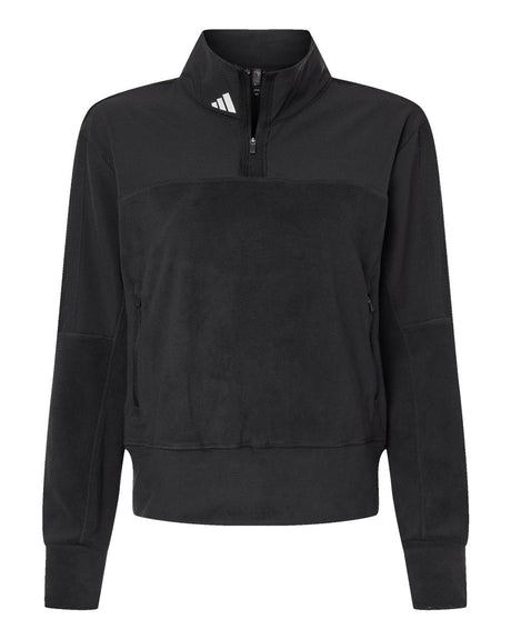 Adidas Women's Fleece Quarter-Zip Pullover. A601 - Black