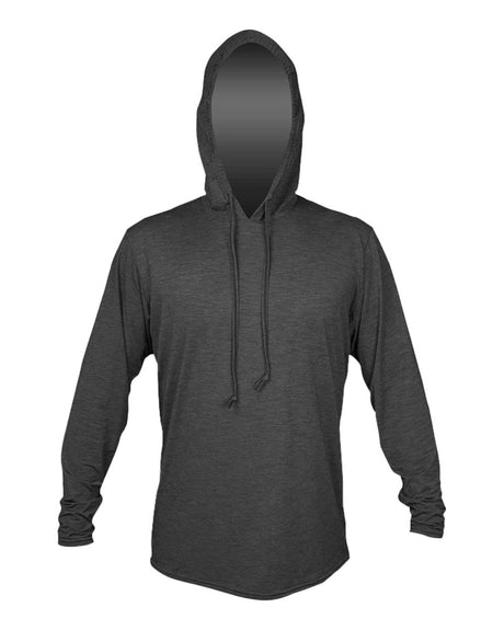 ANETIK Men's Low Pro Tech Hooded Long Sleeve T-Shirt. MVLPRH8 - Charcoal Heathered