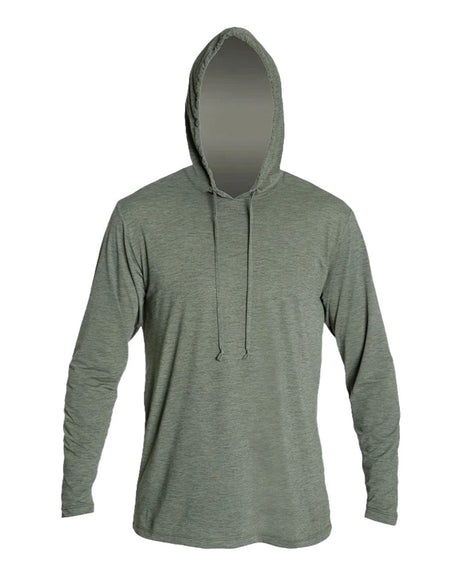 ANETIK Men's Low Pro Tech Hooded Long Sleeve T-Shirt. MVLPRH8 - Dark Olive Heathered