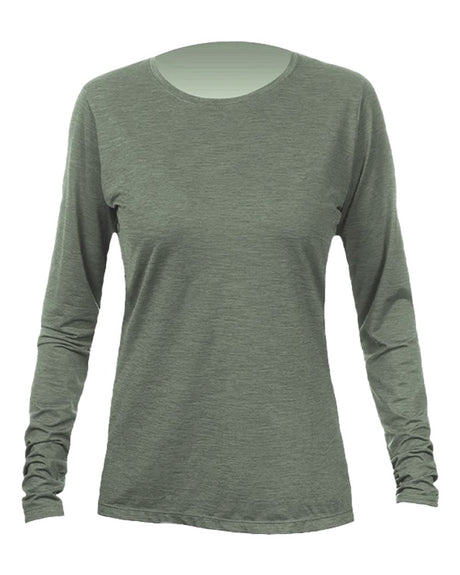 ANETIK Women's Breeze Tech Long Sleeve T-Shirt. WSBRZL0 - Dark Olive Heathered