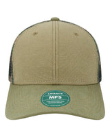 LEGACY Mid-Pro Snapback Trucker Cap. MPS - Khaki/ Sage/ Camo Mesh