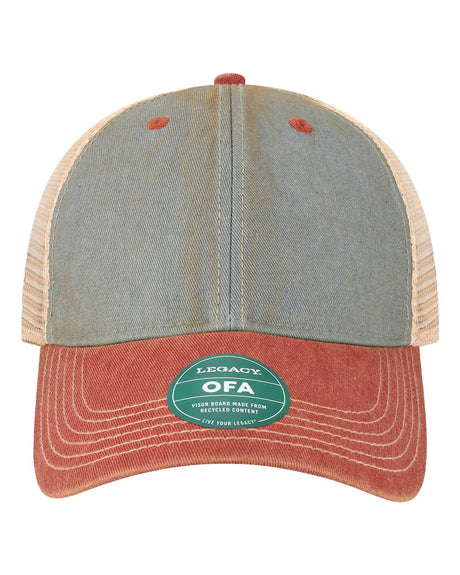 LEGACY Old Favorite Trucker Cap. OFA - Light Blue/ Cardinal