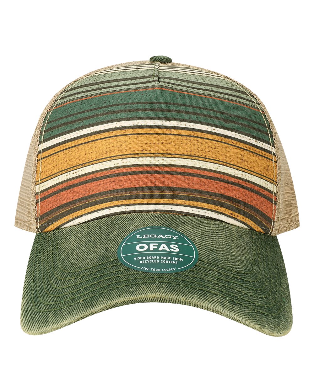 LEGACY Old Favorite Five-Panel Trucker Cap. OFAFP - Green Stripe