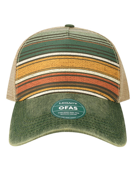LEGACY Old Favorite Five-Panel Trucker Cap. OFAFP - Green Stripe