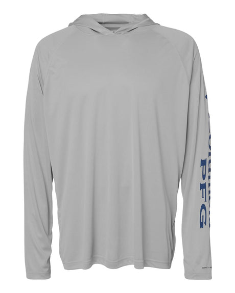 Columbia Men's PFG Terminal Tackle™ Hooded Long Sleeve T-Shirt. 212482 - Cool Grey/ Vivid Blue