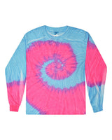 Colortone Unisex Tie-Dyed Long Sleeve T-Shirt. 2000 - Flo Blue/ Pink
