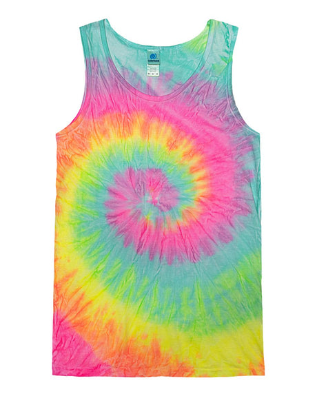 Colortone Unisex Tie-Dyed Tank Top. 3500 - Minty Rainbow