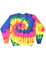 Colortone Unisex Tie-Dyed Fleece Crewneck Sweatshirt. 8100 - Neon Rainbow